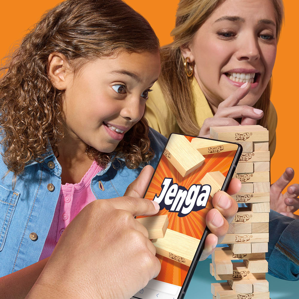 Hasbro Jenga Classic Wood Block Game with Digital Die