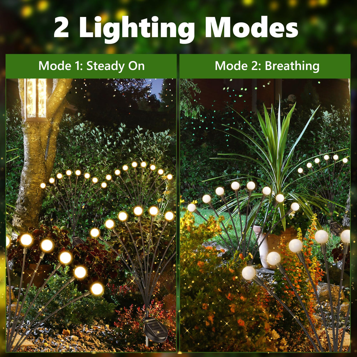 iBaycon Solar Firefly Pathway Lights, Warm White (8 Pack)