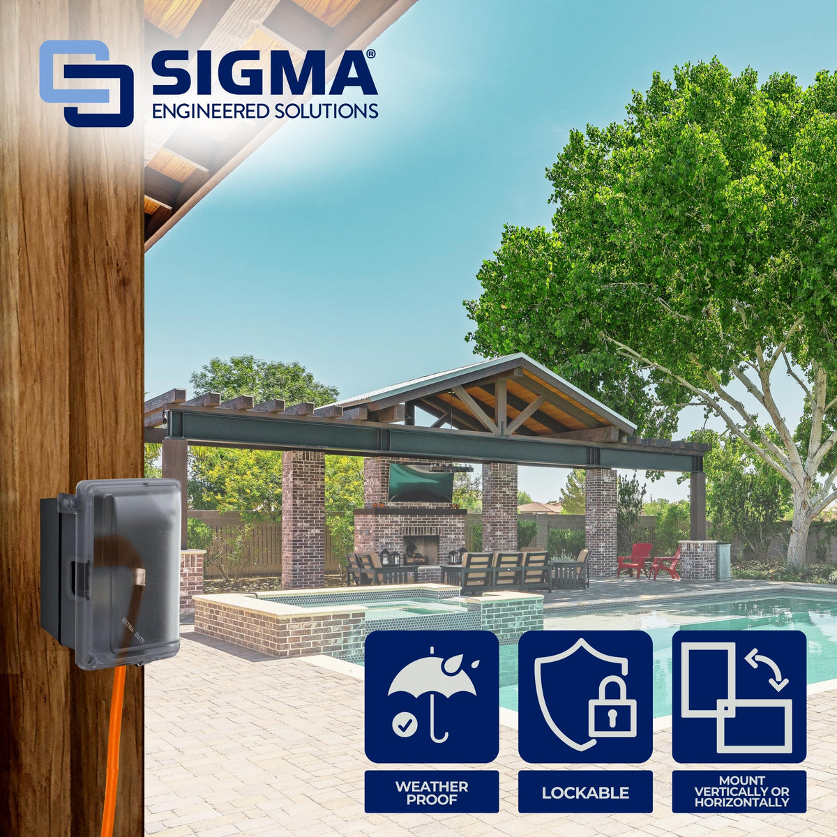 Sigma 16801 Weatherproof Outdoor Outlet Kit with GFCI, 1 Gang