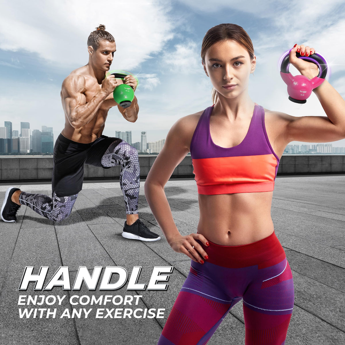 Yes4All Vinyl Coated Kettlebell With Rubber Base, Mint, 10 lbs