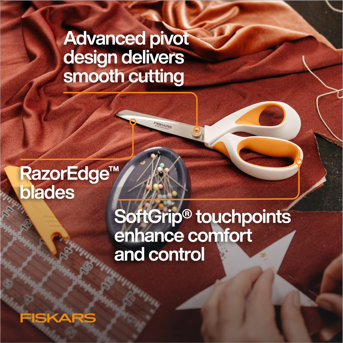 Fiskars RazorEdge Heavy Duty Fabric Scissors, 8 Inch