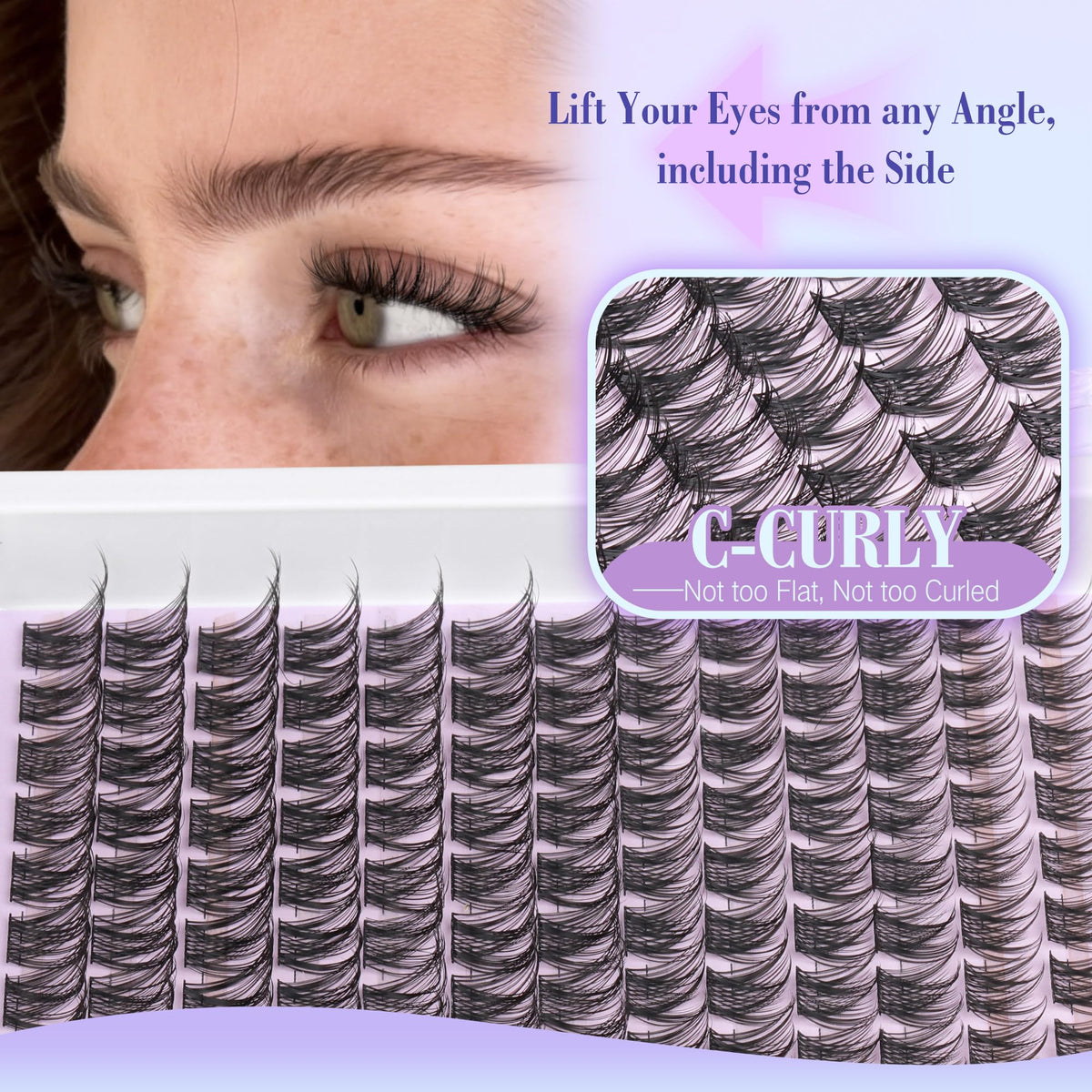 Newcally Wispy Lash Clusters Kit, C Curl, 10-16 mm