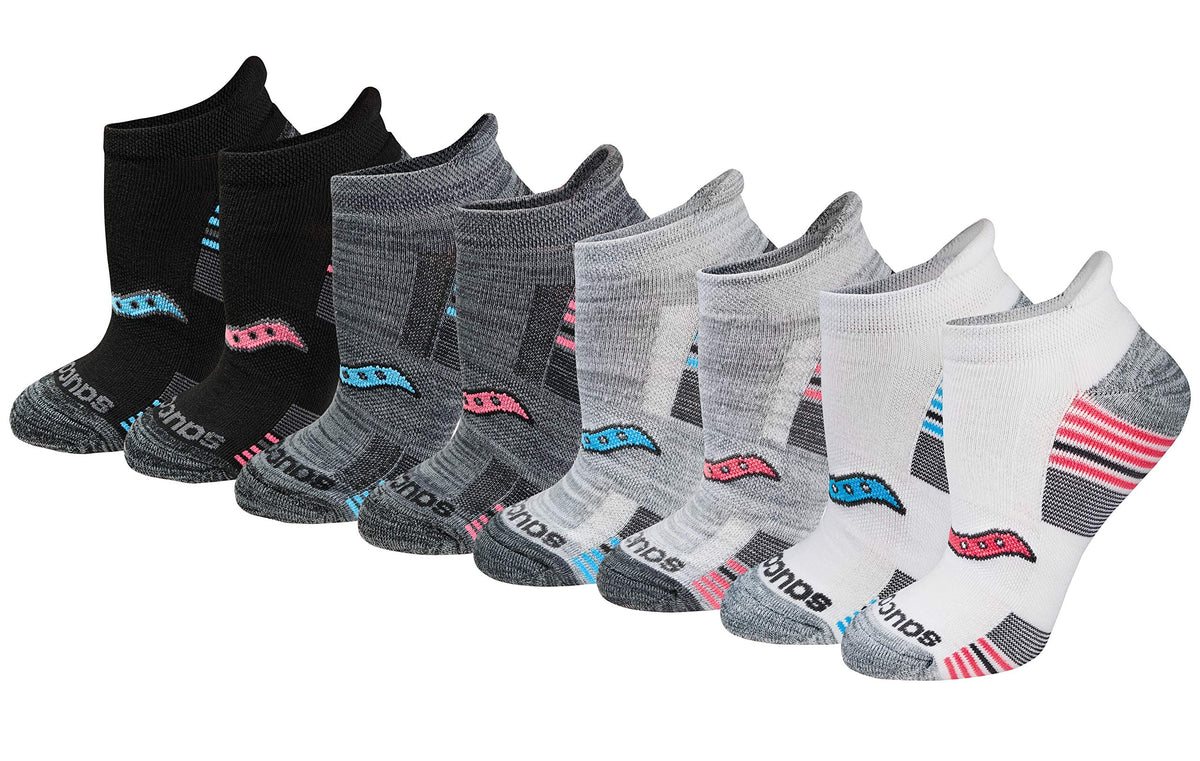 Saucony Women's Performance Heel Tab Athletic Socks, Grey, 8 Pairs