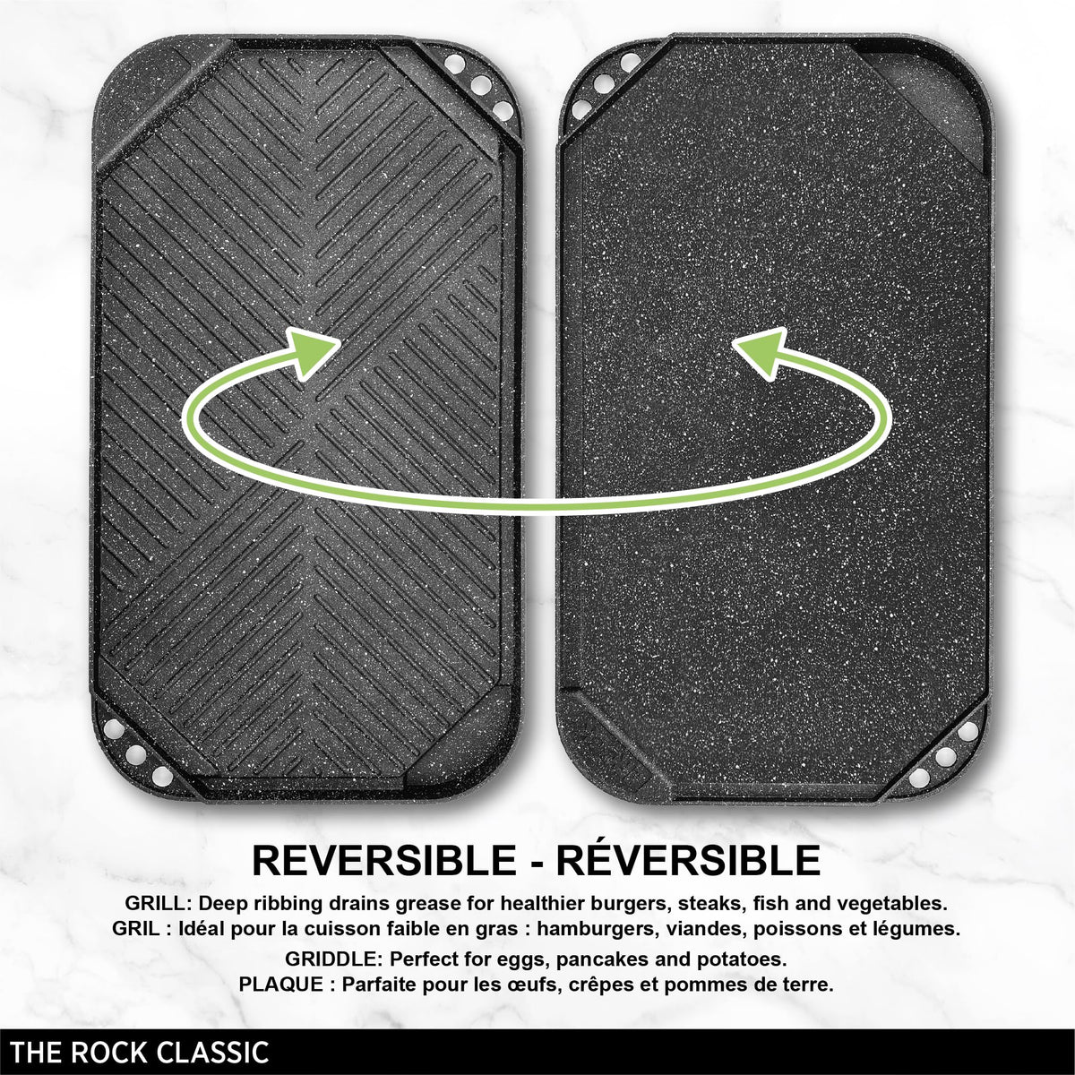 Starfrit The Rock Reversible Grill and Griddle, 50 x 28 cm, Black