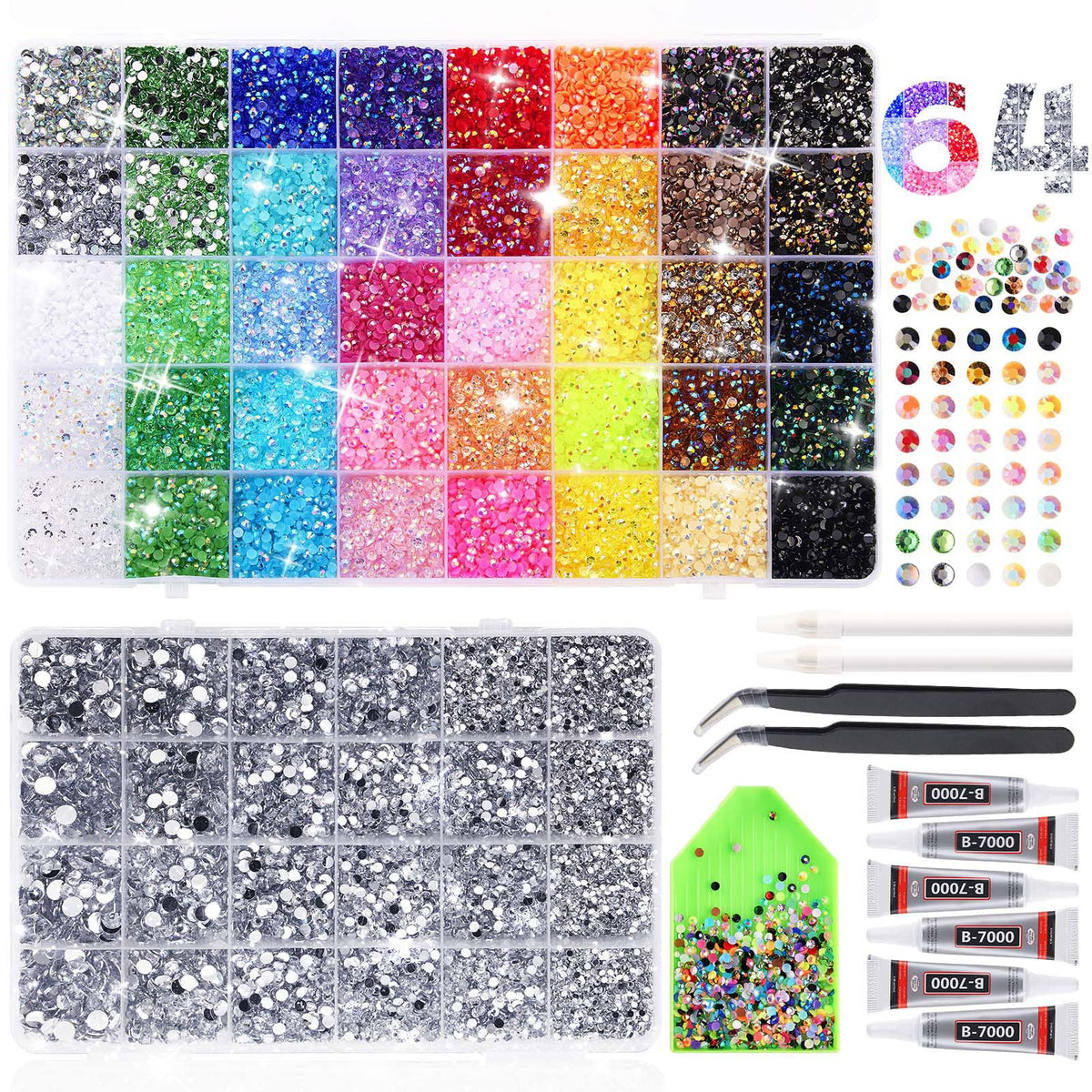 Bedazzling Kit, 62000 Pieces, 64 Cells, with B7000 Glue