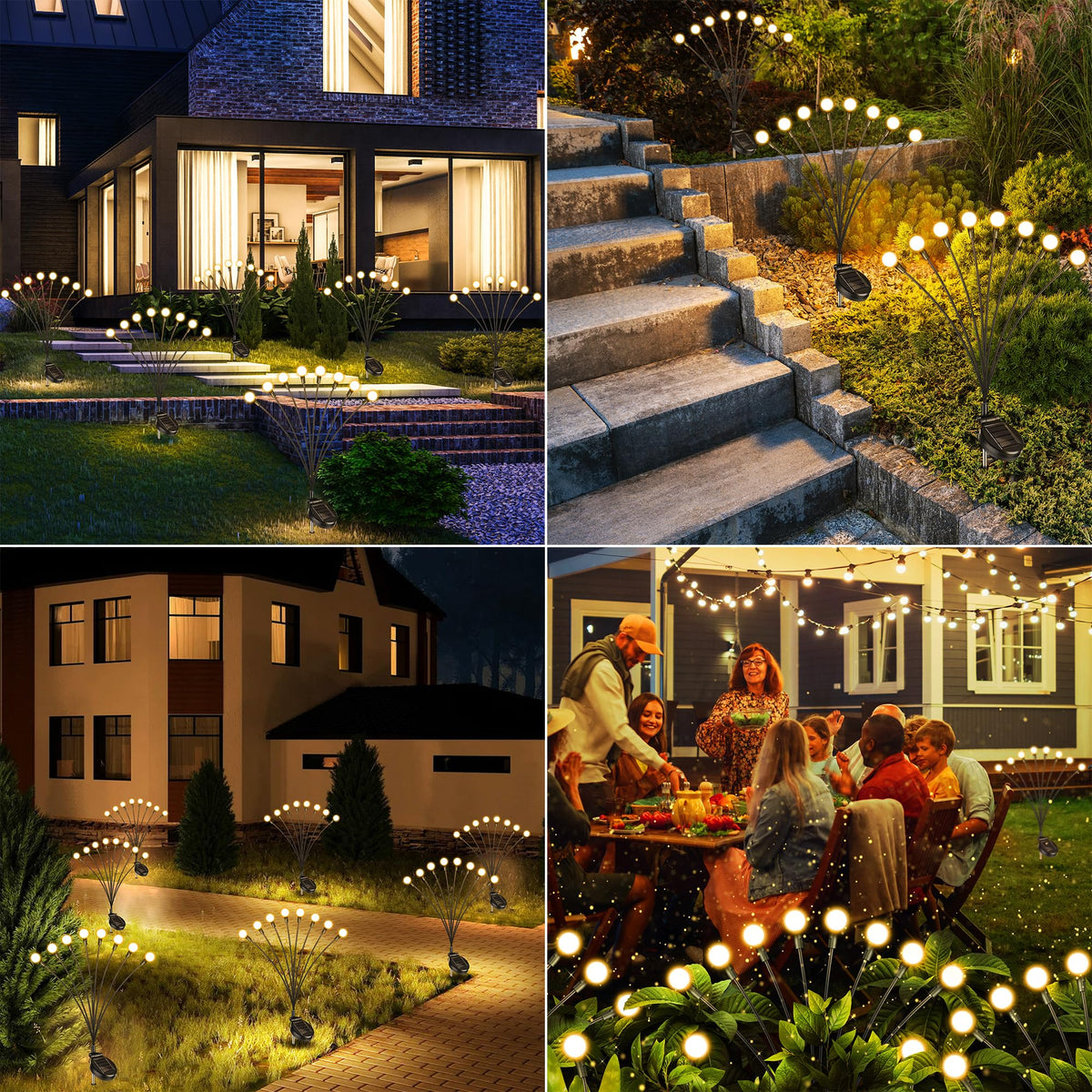 iBaycon Solar Firefly Pathway Lights, Warm White (8 Pack)