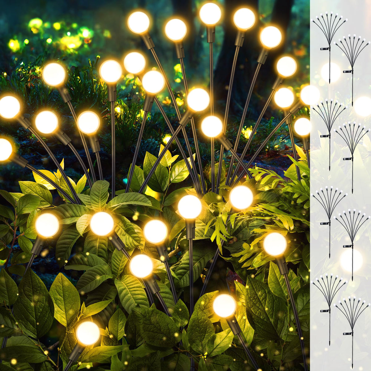 iBaycon Solar Firefly Pathway Lights, Warm White (8 Pack)