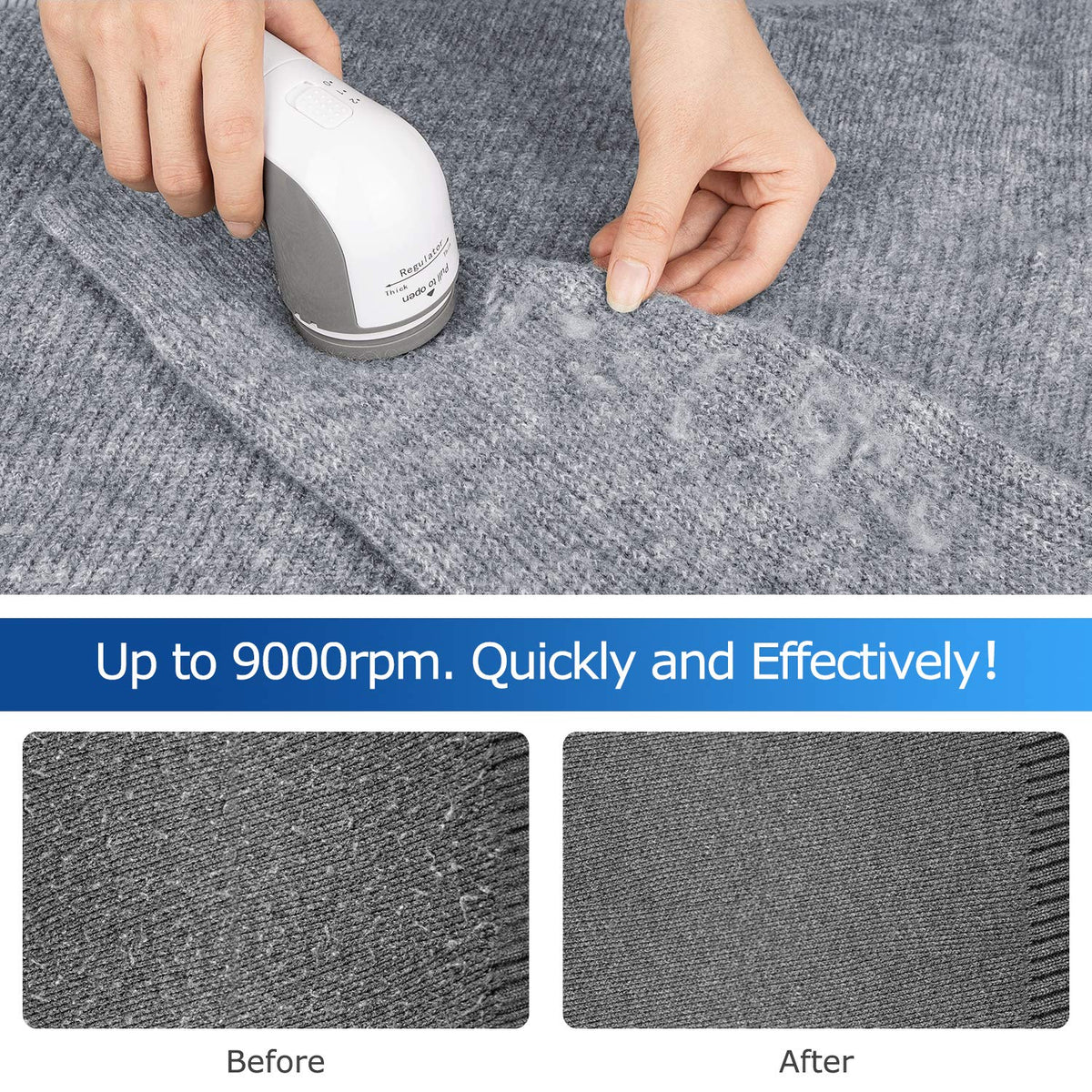 BEAUTURAL Fabric Shaver and Lint Remover, 2 Speeds, Battery Operated