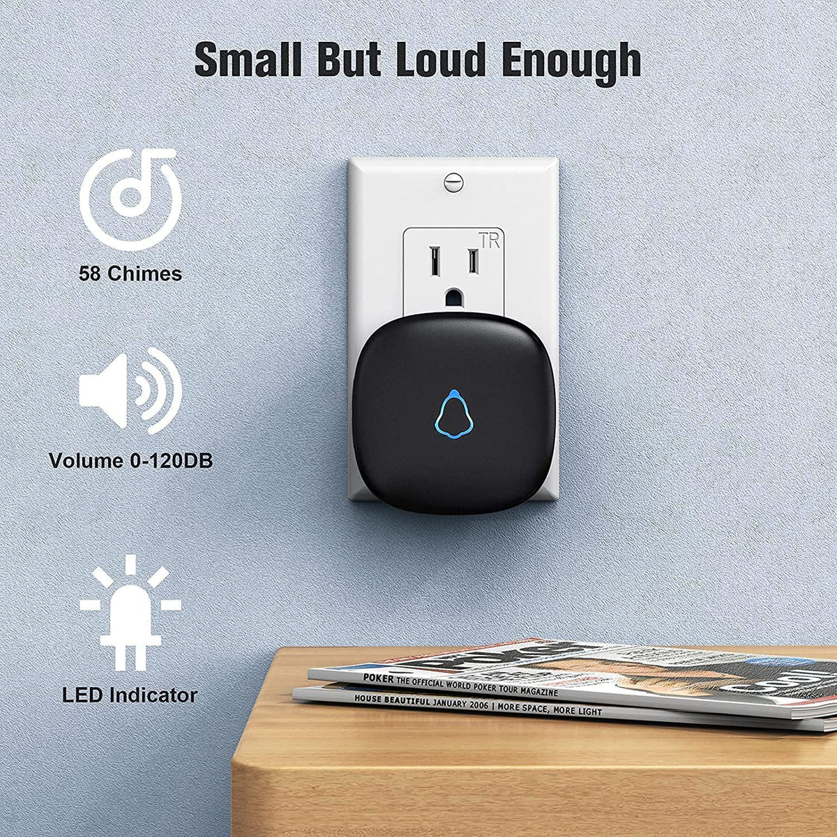SECRUI Wireless Doorbell with 2 Receivers, Black