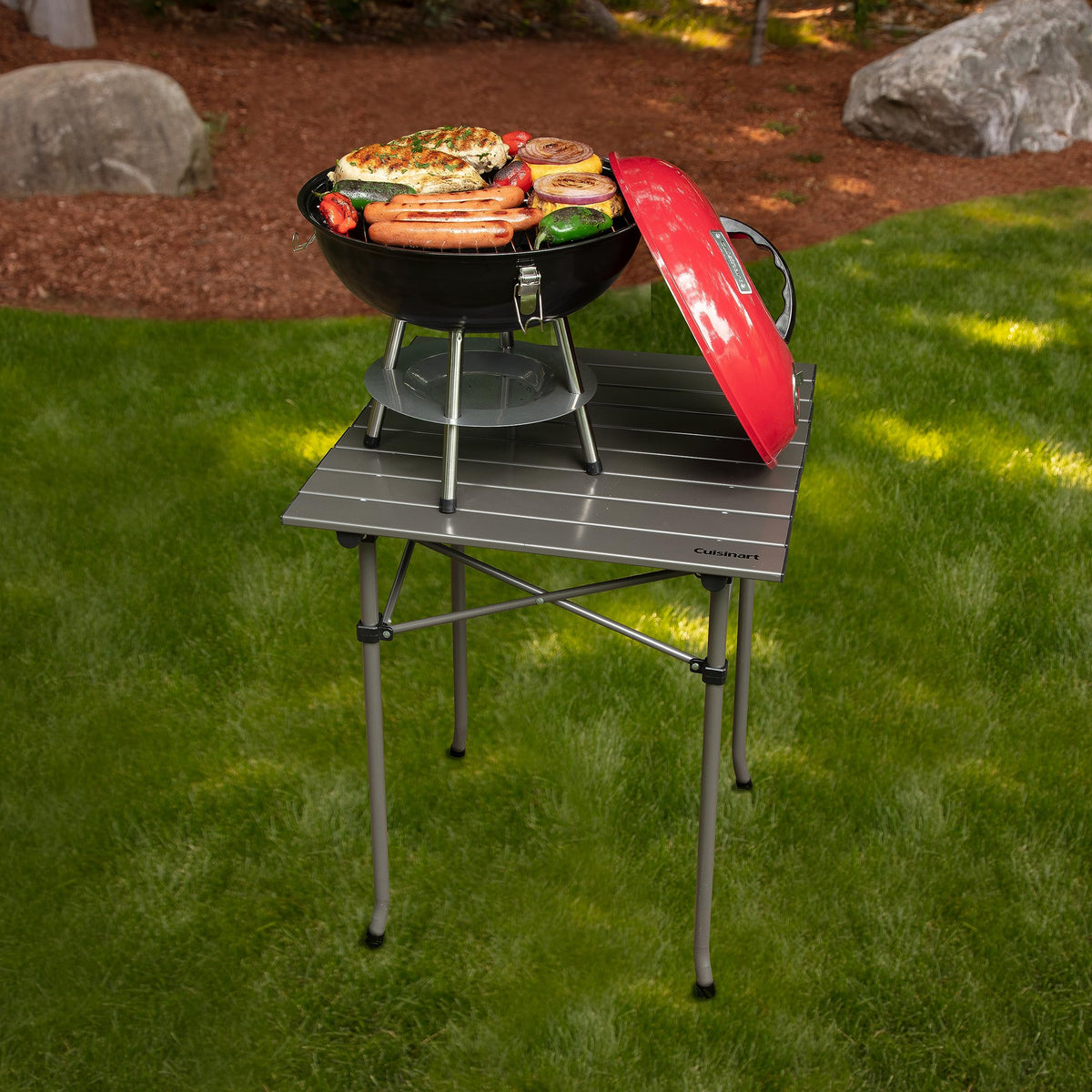 Cuisinart Outdoor Portable Charcoal Grill, 14", Red, CCG-190RBC