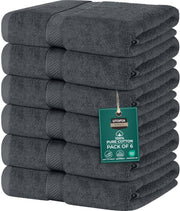 Utopia Towels Cotton Bath Towels, 24 x 48 in, Grey, 6 Pack