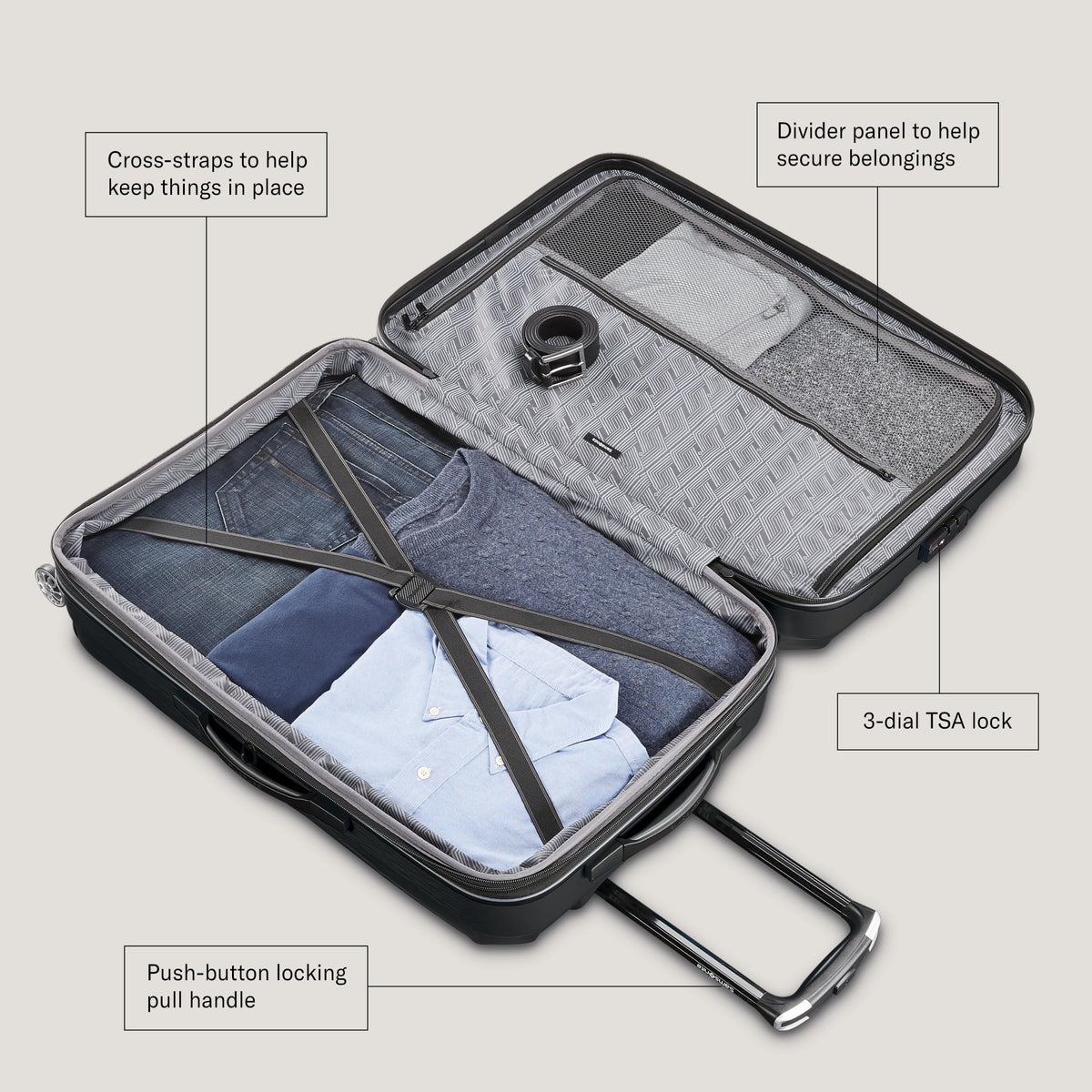 Samsonite Centric 2 Spinner Carry-On, Black, 141134-1041