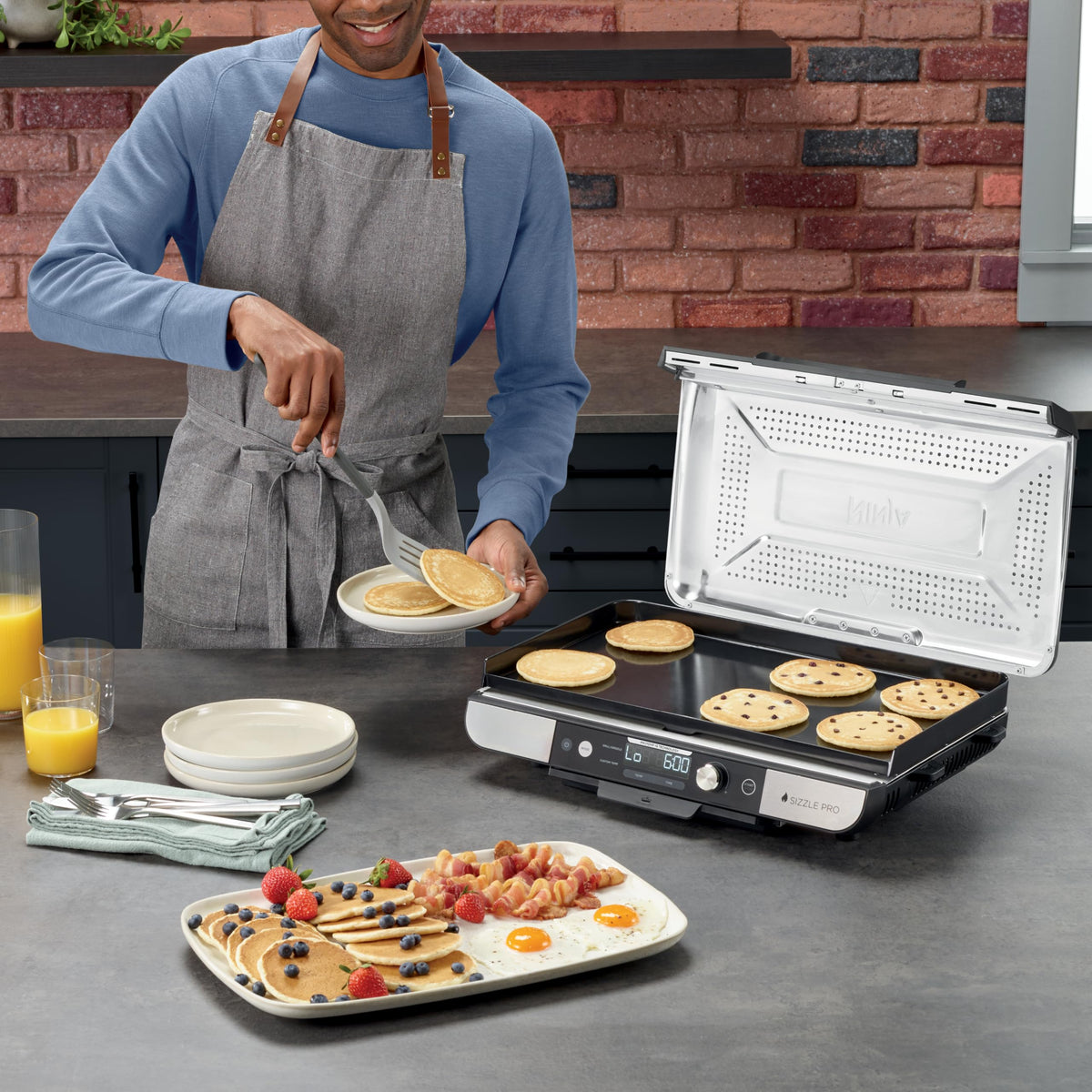 Ninja Sizzle Pro XL 20-Inch Indoor Griddle and Grill, GX101C, Silver