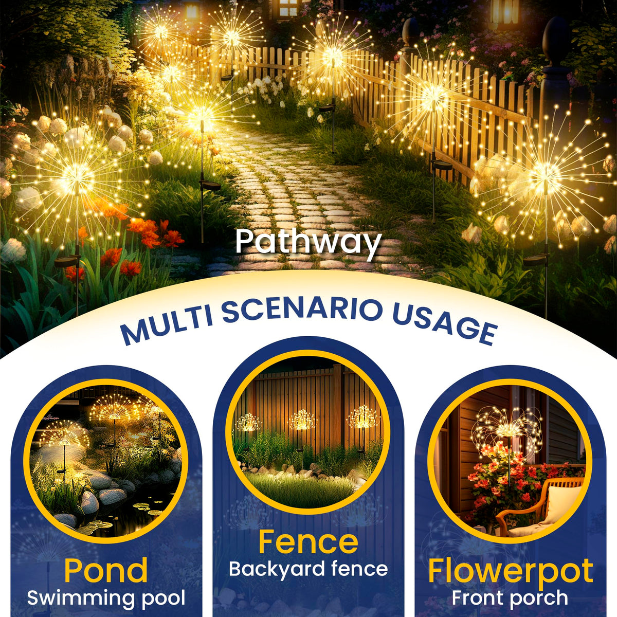 GIGALUMI Solar Garden Lights, 120 LED, 2 Pack