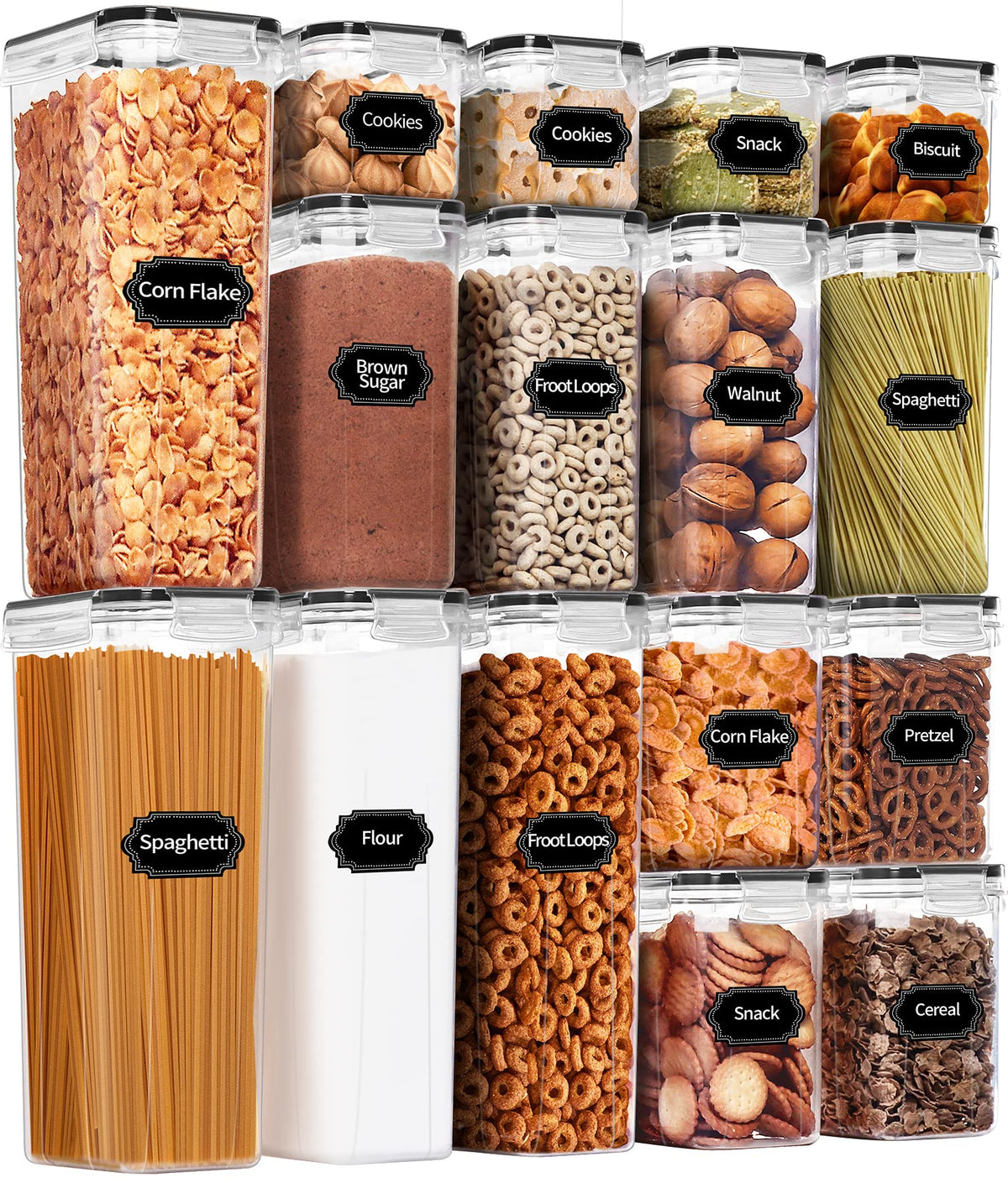 Praki Airtight Food Storage Container Set with Lids, 16 Pcs