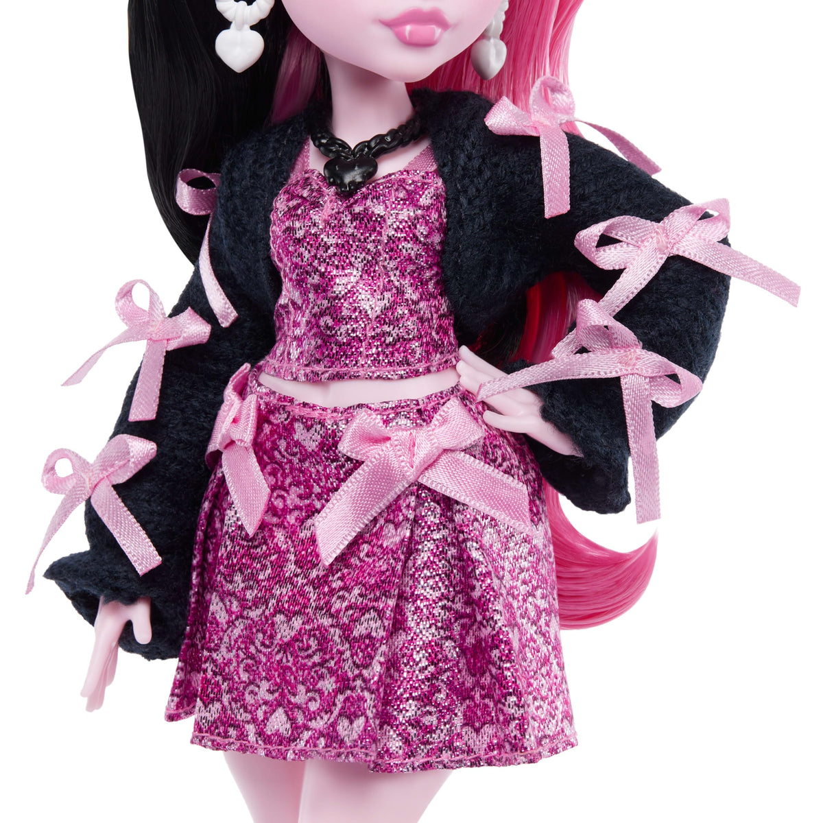 Monster High Draculaura Doll, Pink Bow Dress, with Pet Bat