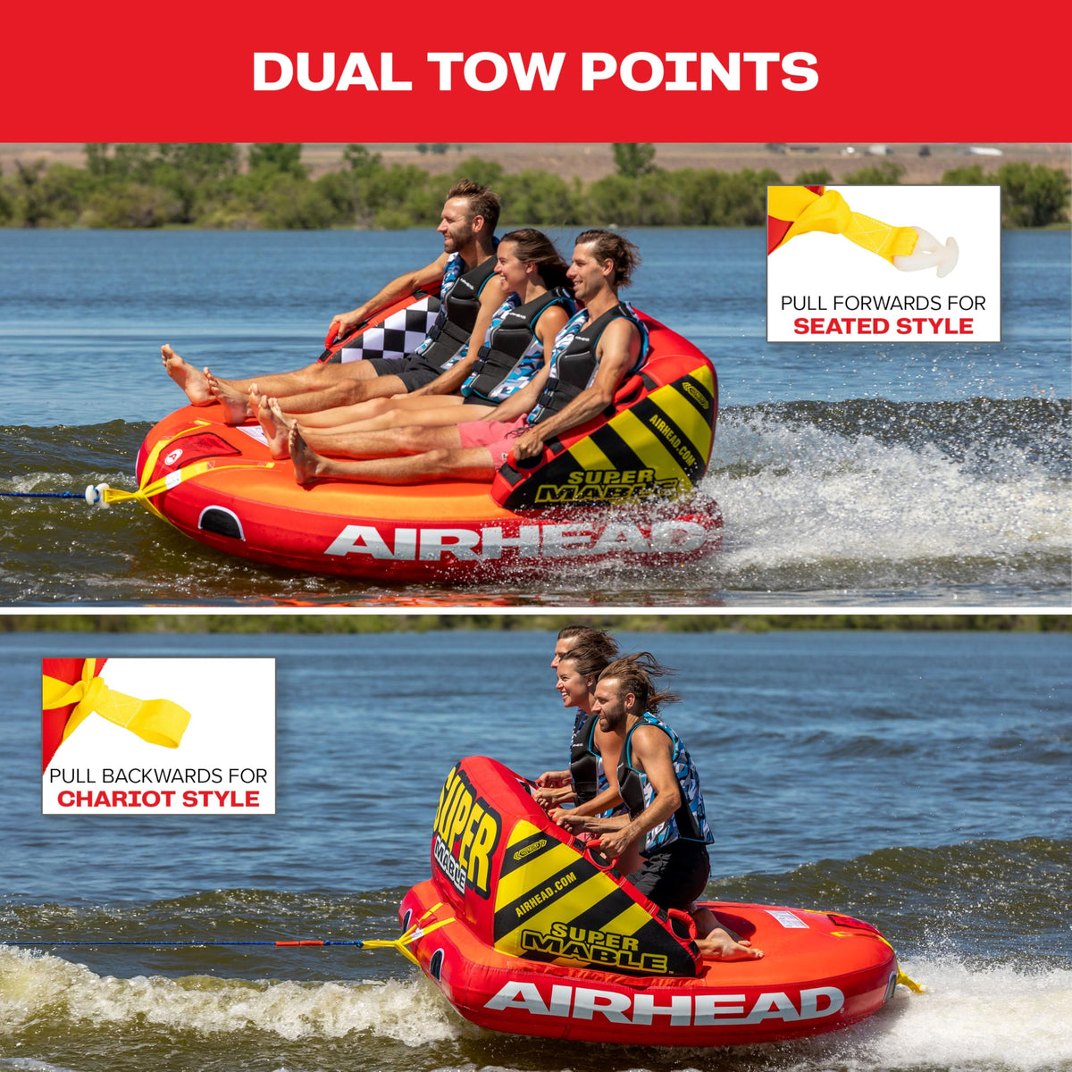 Airhead Super Mable Inflatable Towable Tube, 1-3 Rider