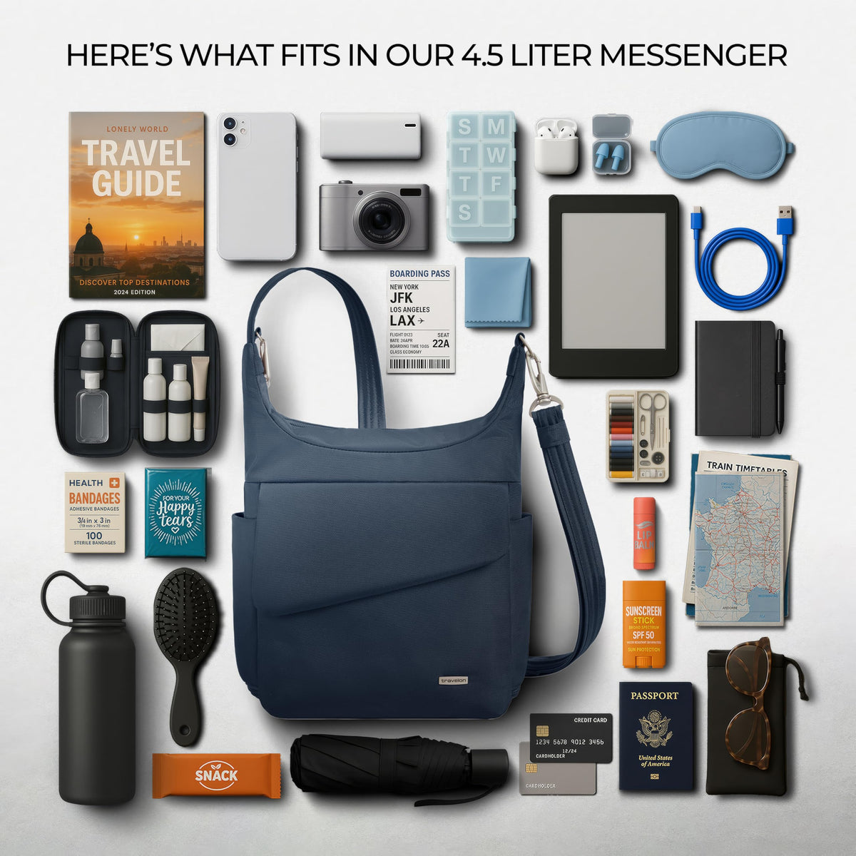 Travelon Anti-Theft Classic Messenger Bag, Midnight