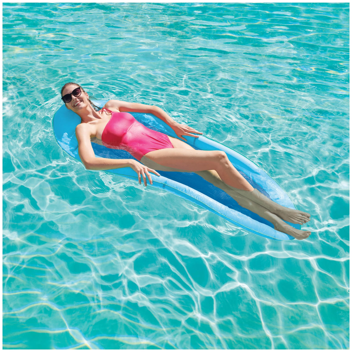 SwimWays Spring Float Premium Hammock Pool Lounger, Sky Blue