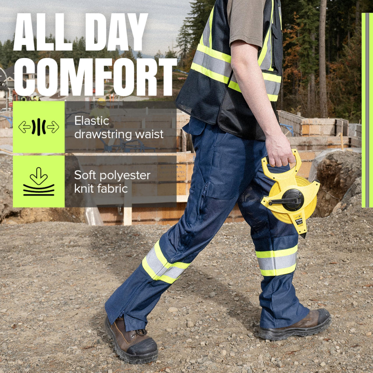 Pioneer Hi Vis Pants, Breathable Mesh, Blue