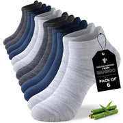 Niorasen Bamboo Low Cut Ankle Socks, Multicolour, Size 9-11 (6 Pairs)