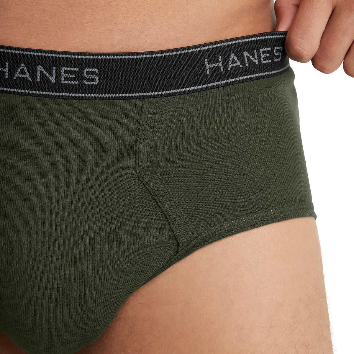 Hanes Men's Exposed Waistband Mid-Rise Briefs, 6 Pack, White/Black, S