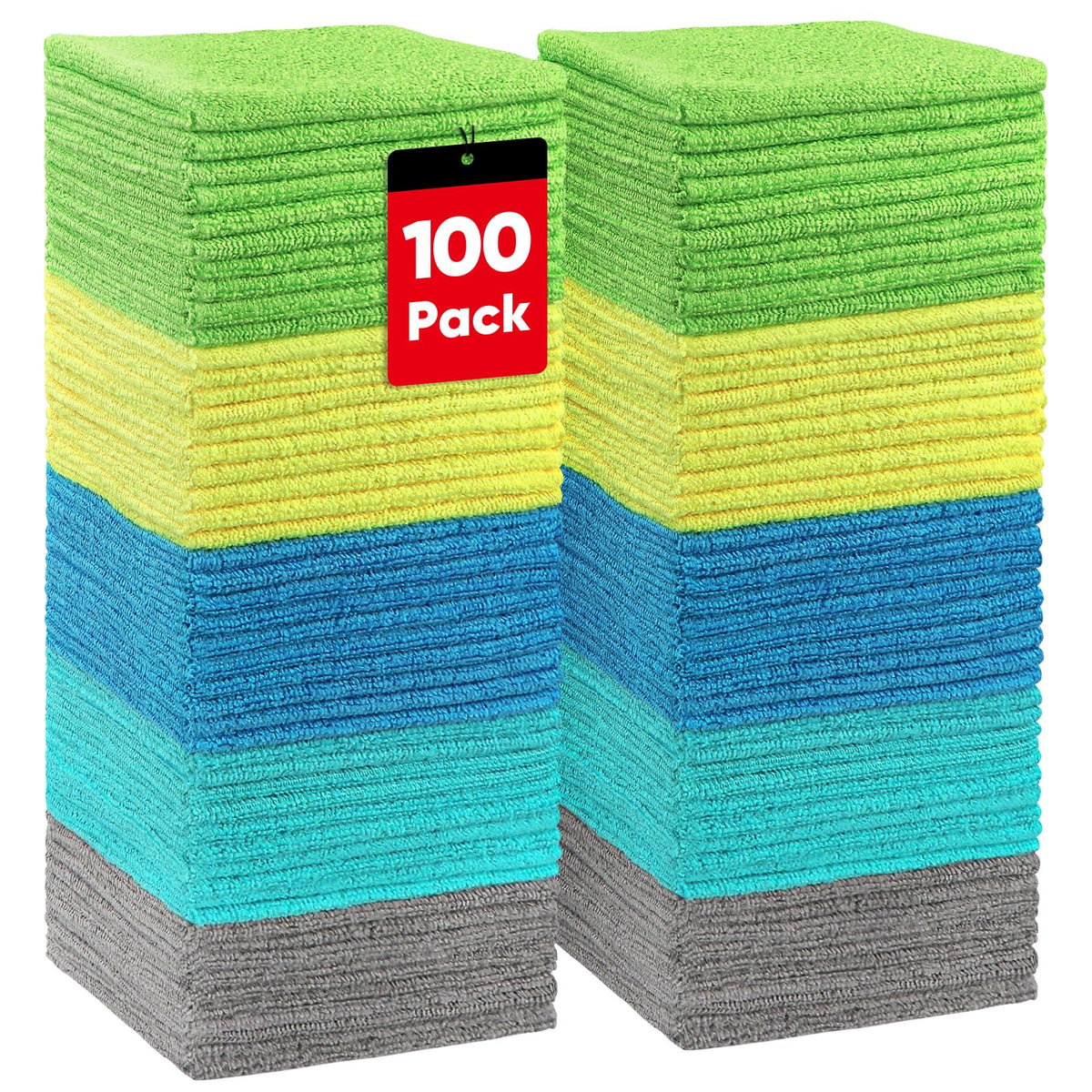 HOMEXCEL Microfibre Cleaning Cloths, 11.5 x 11.5 in, 100-Pack