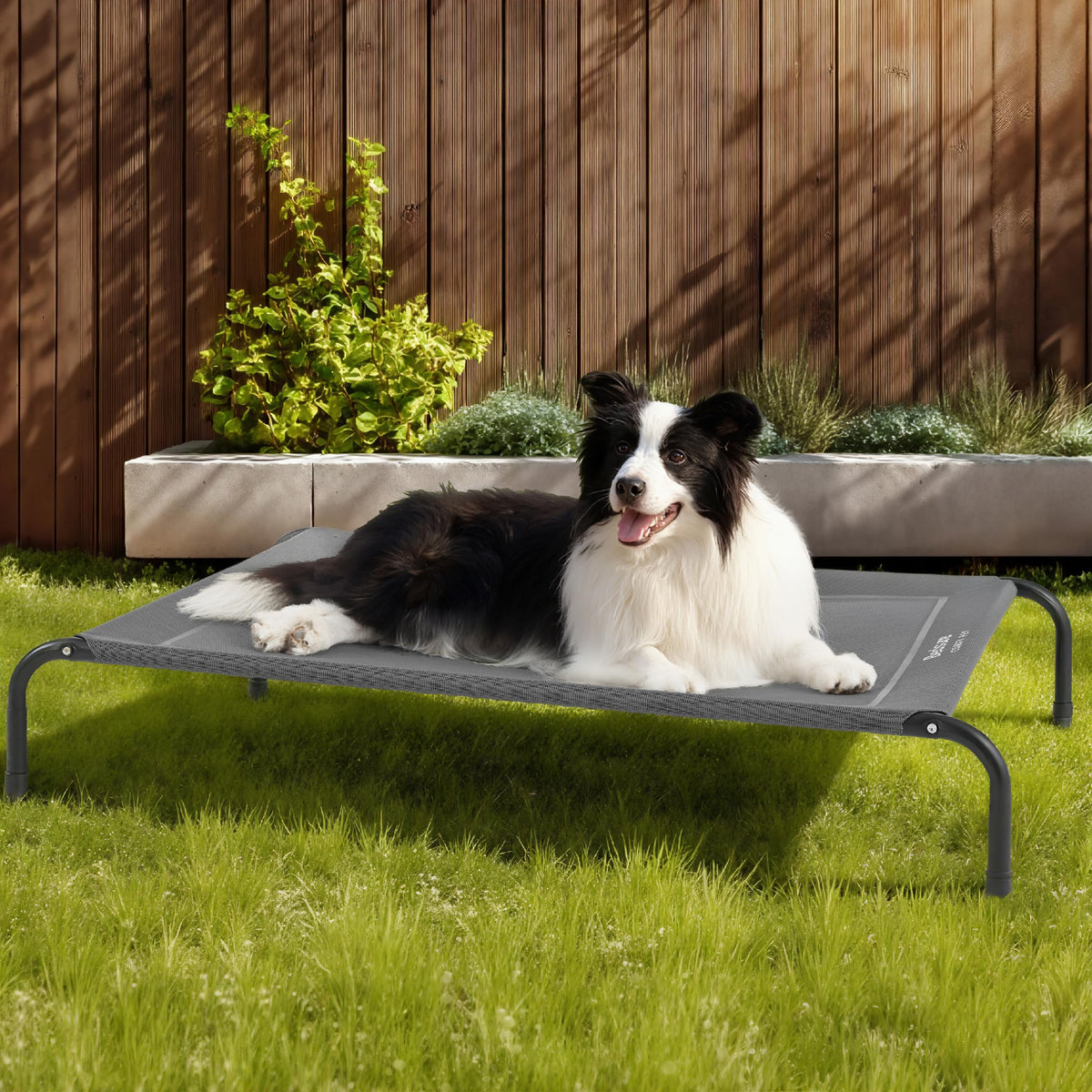Bedsure Elevated Outdoor Dog Cot, Large, Grey