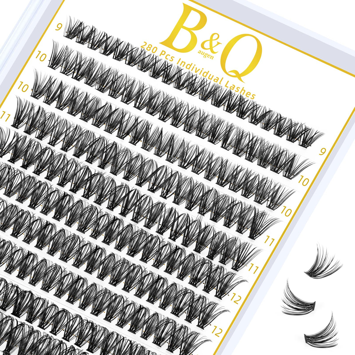 B&Qaugen 40D Cluster Lashes, 9-16 mm Mix (280 Pieces)