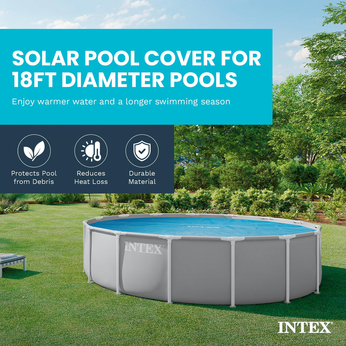 Intex Solar Pool Cover for 18 ft Easy Set & Frame Pools