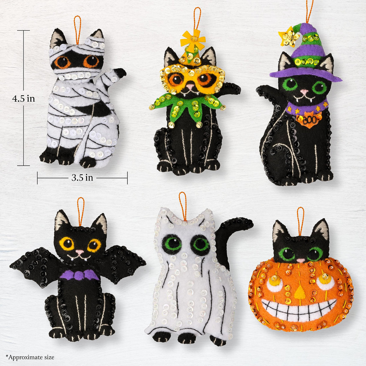 Bucilla Felt Applique 6 Piece Ornament Making Kit, 89649E
