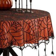 Elrene Home Fashions Spider Lace Tablecloth, 70" Round, Black/Orange