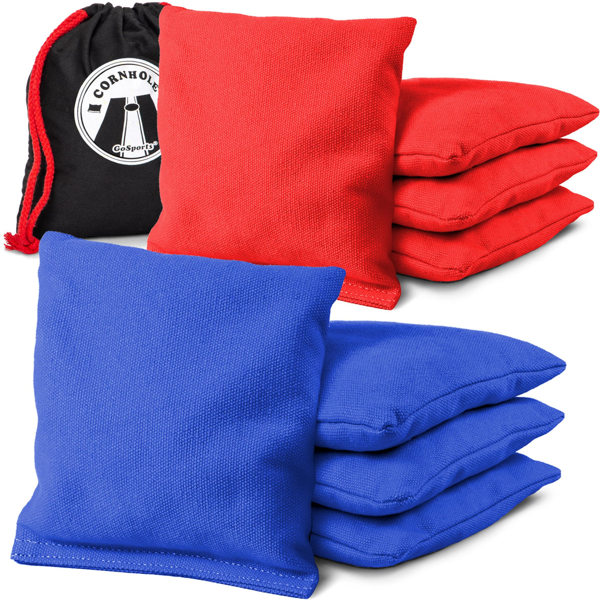GoSports Regulation Cornhole Bean Bags, Set of 8, Red and Blue
