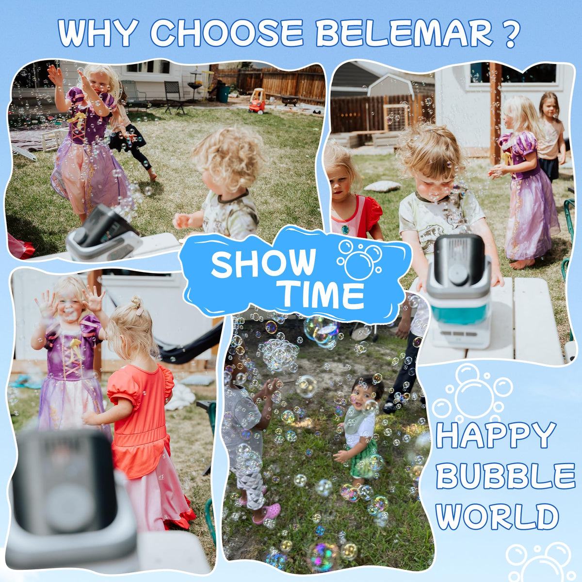Belemar Remote Control Bubble Machine with RGB Lights, Black