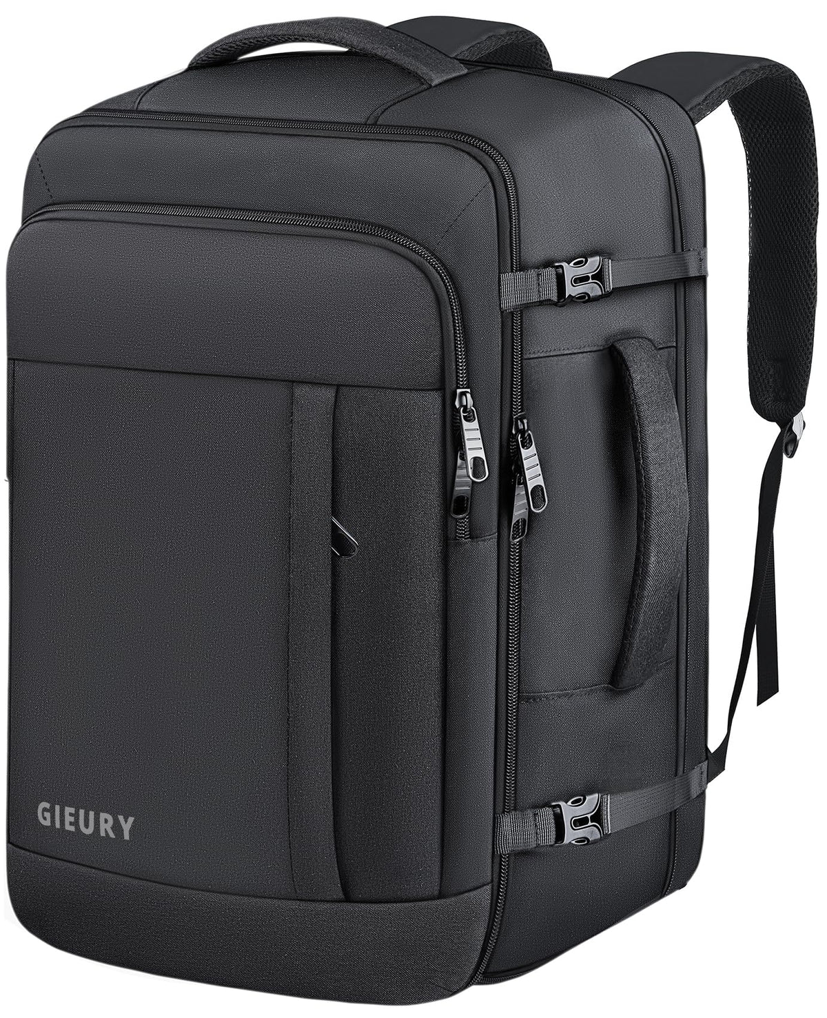 Carry On Travel Backpack, 50L, Expandable to 40L, Black