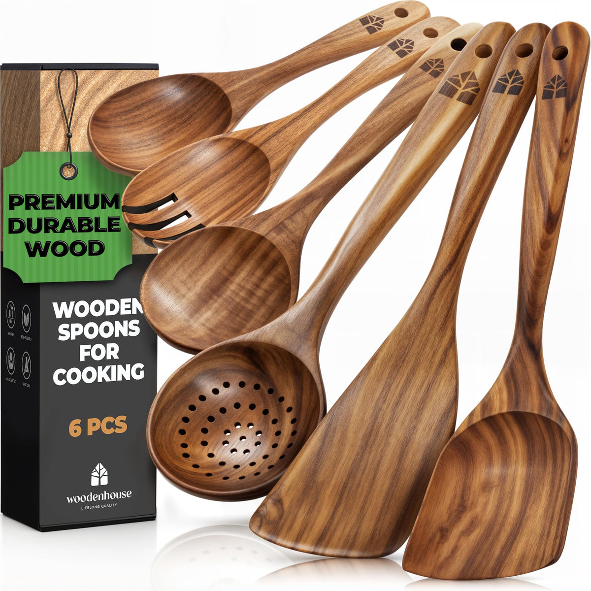 Teak Wood Cooking Utensil Set (6 Pieces)