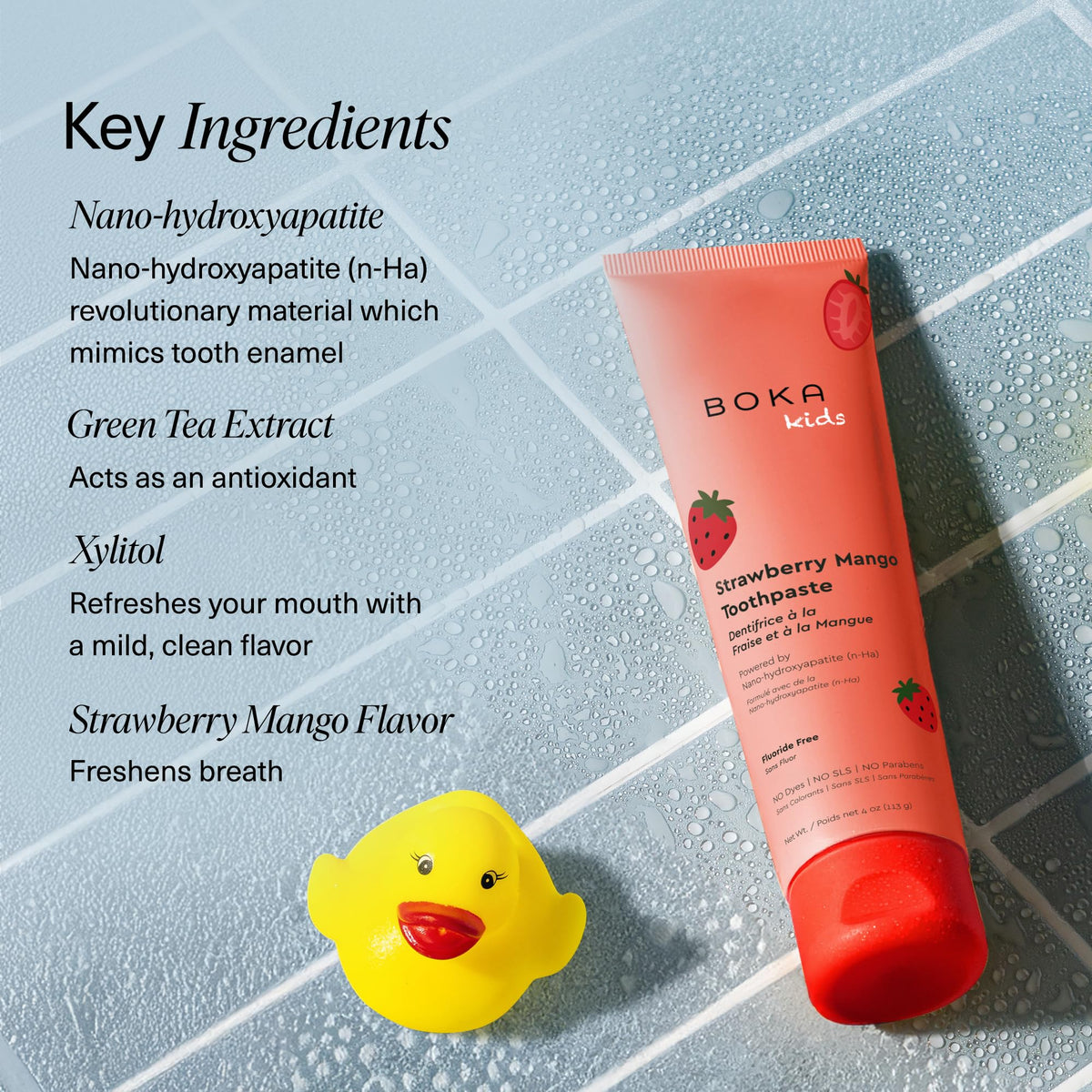 Boka Kids' Training Toothpaste, Strawberry Mango, 113 g