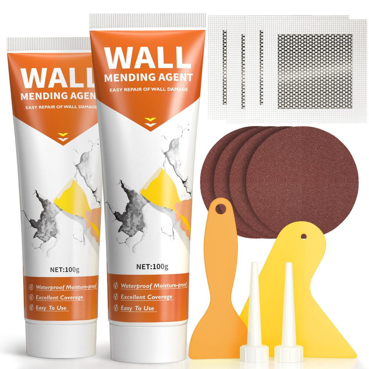 Drywall Repair Kit with Spackle & Putty Knife (2 Pack)