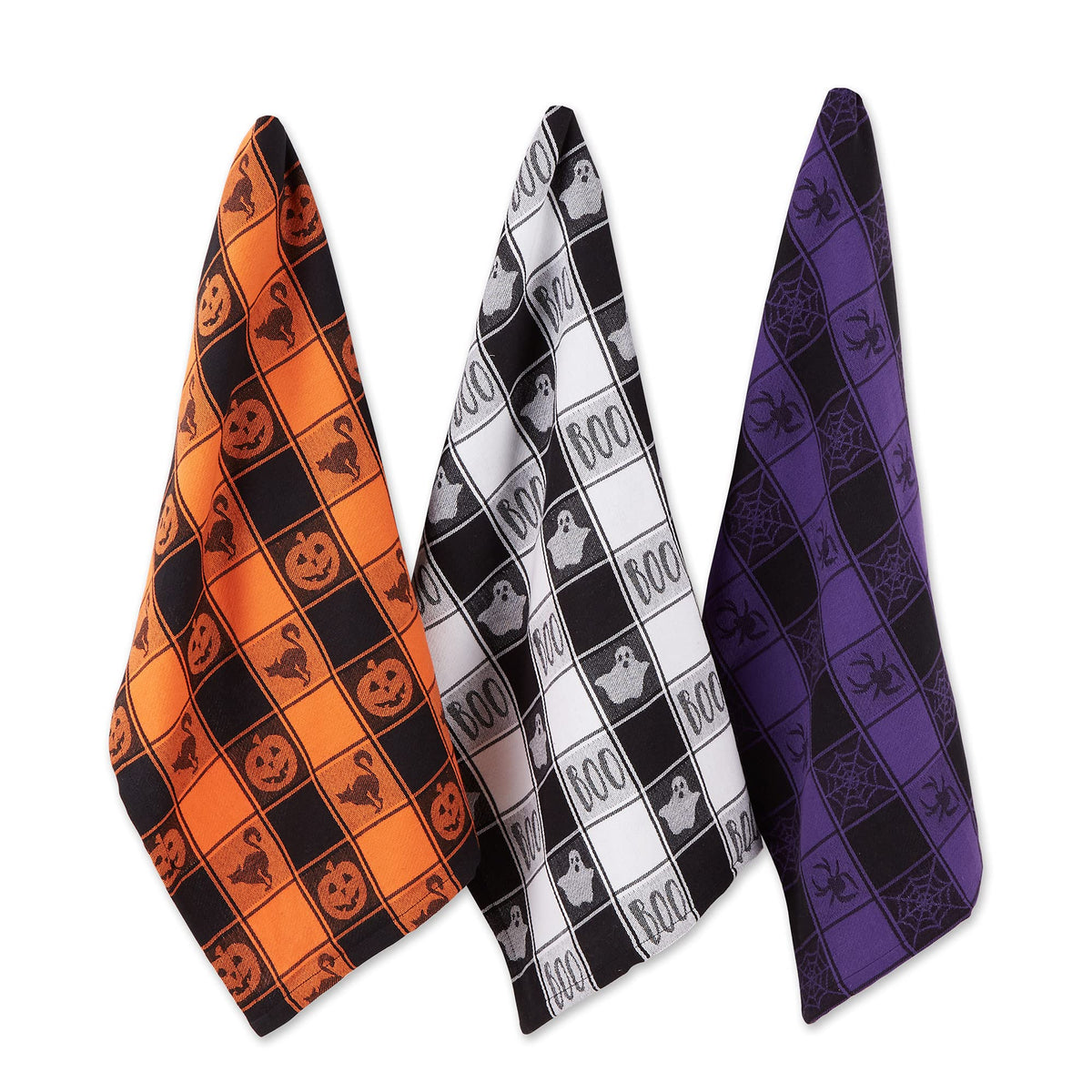 DII Happy Halloween Dishtowel Collection Embellished Cotton Kitchen Hand Towel Set