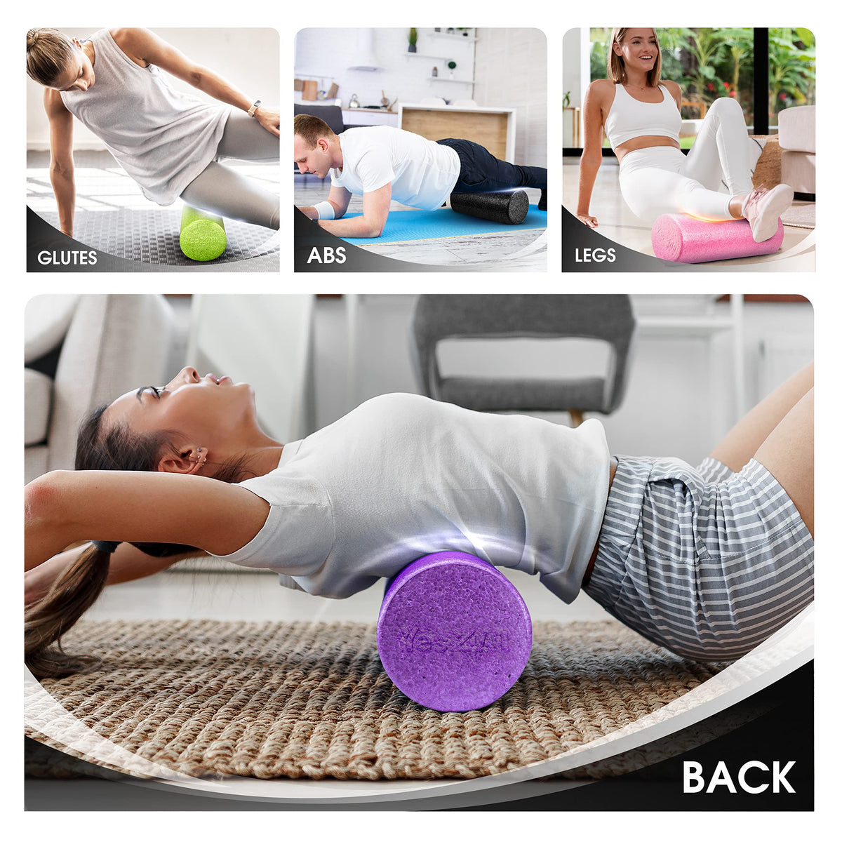 Yes4All EPP Extra Firm High-Density Foam Roller, 36 Inch, Black