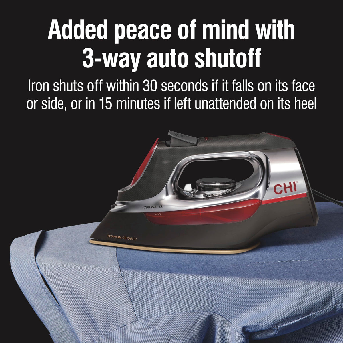 CHI Steam Iron, 1700 W, 8 ft Retractable Cord, Silver, 13106