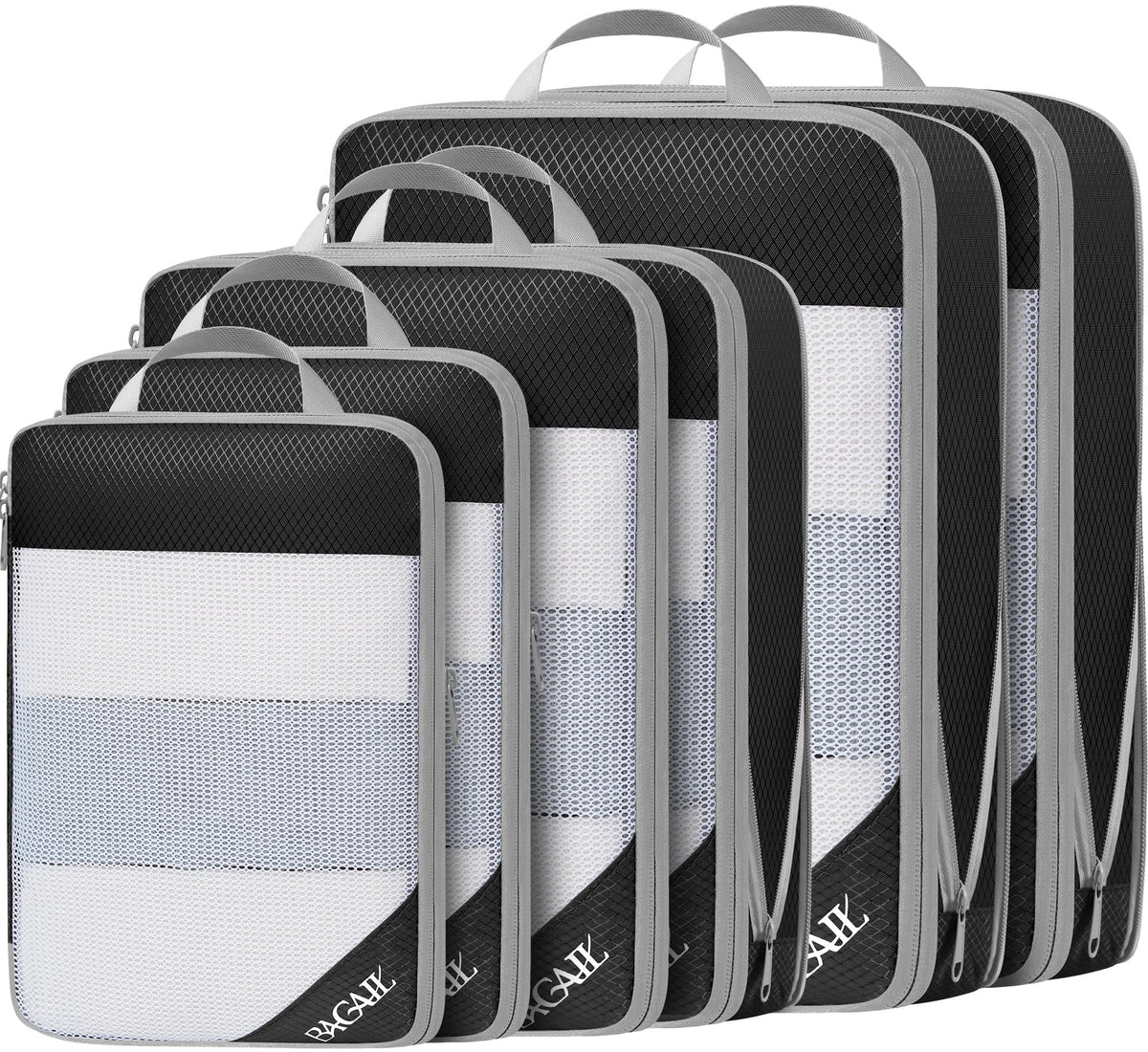 BAGAIL Compression Packing Cubes, 6 Set, Jet Black
