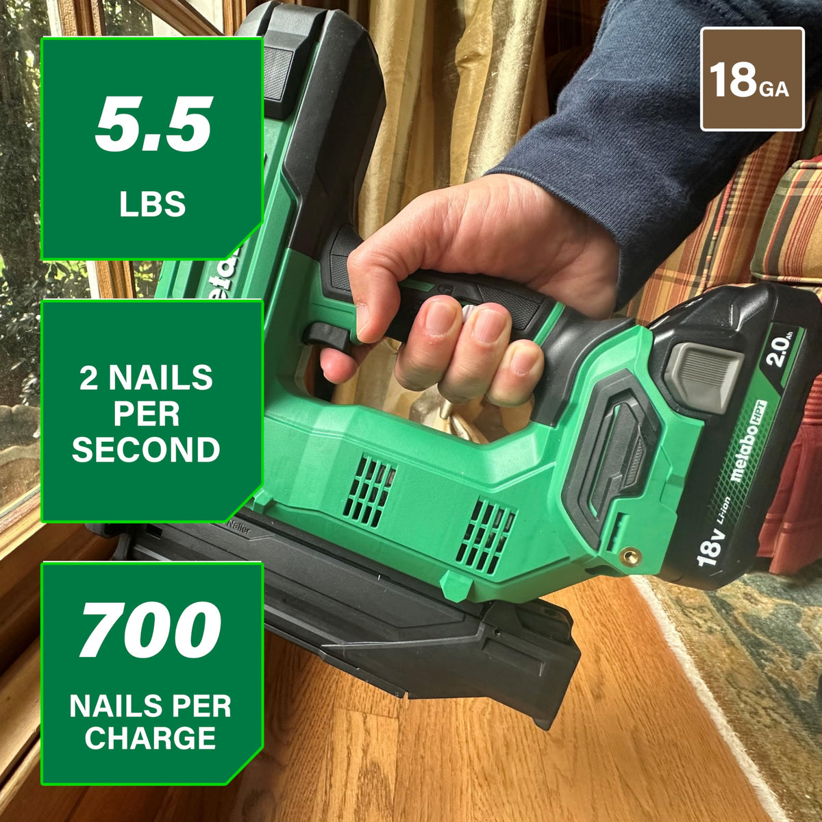 Metabo HPT 18V MultiVolt 18-Ga Cordless Brad Nailer Kit, NT1850DGM