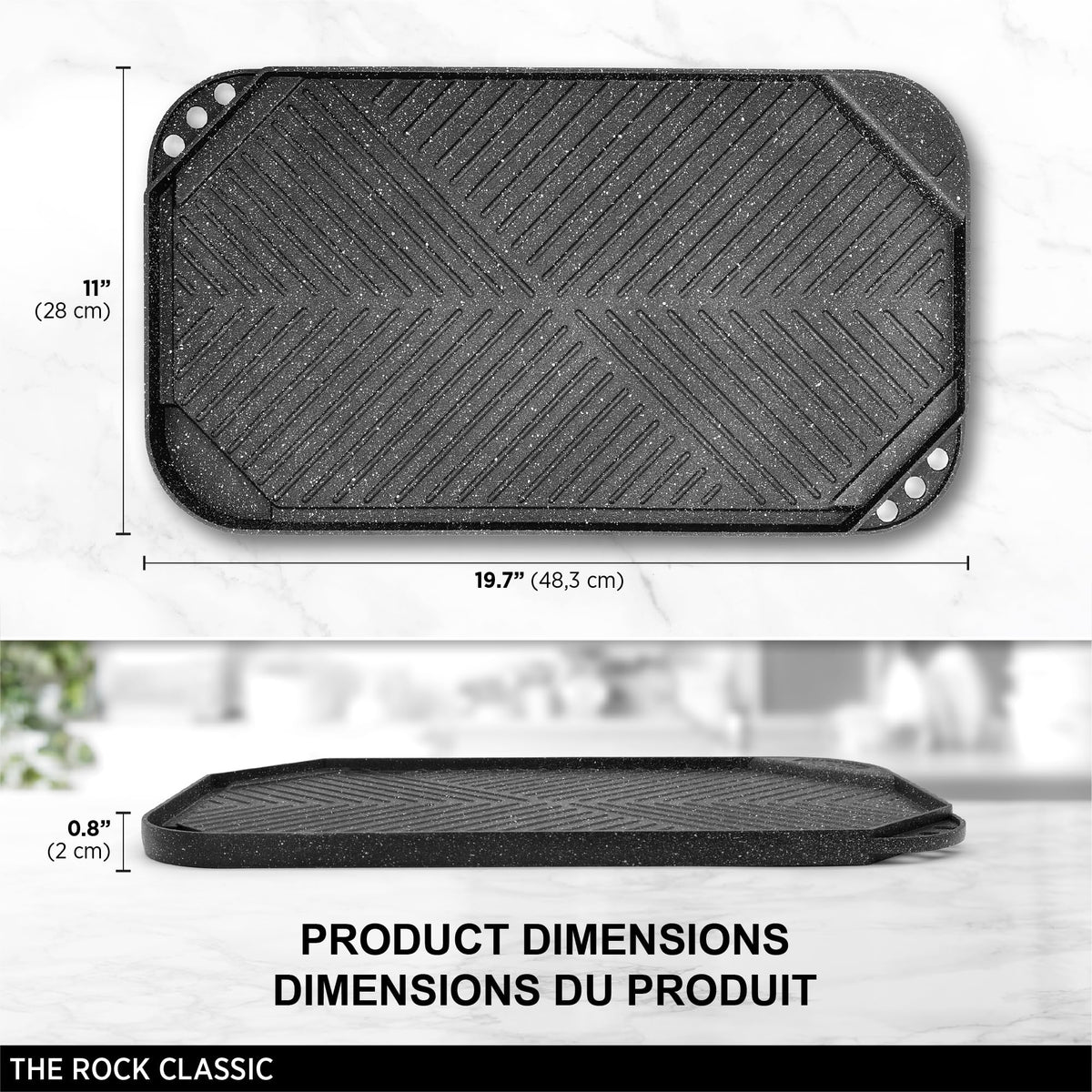 Starfrit The Rock Reversible Grill and Griddle, 50 x 28 cm, Black