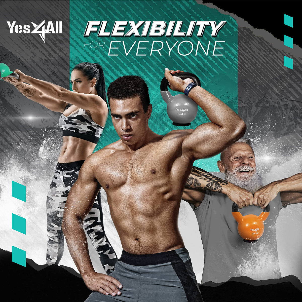 Yes4All Vinyl Coated Kettlebell With Rubber Base, Mint, 10 lbs