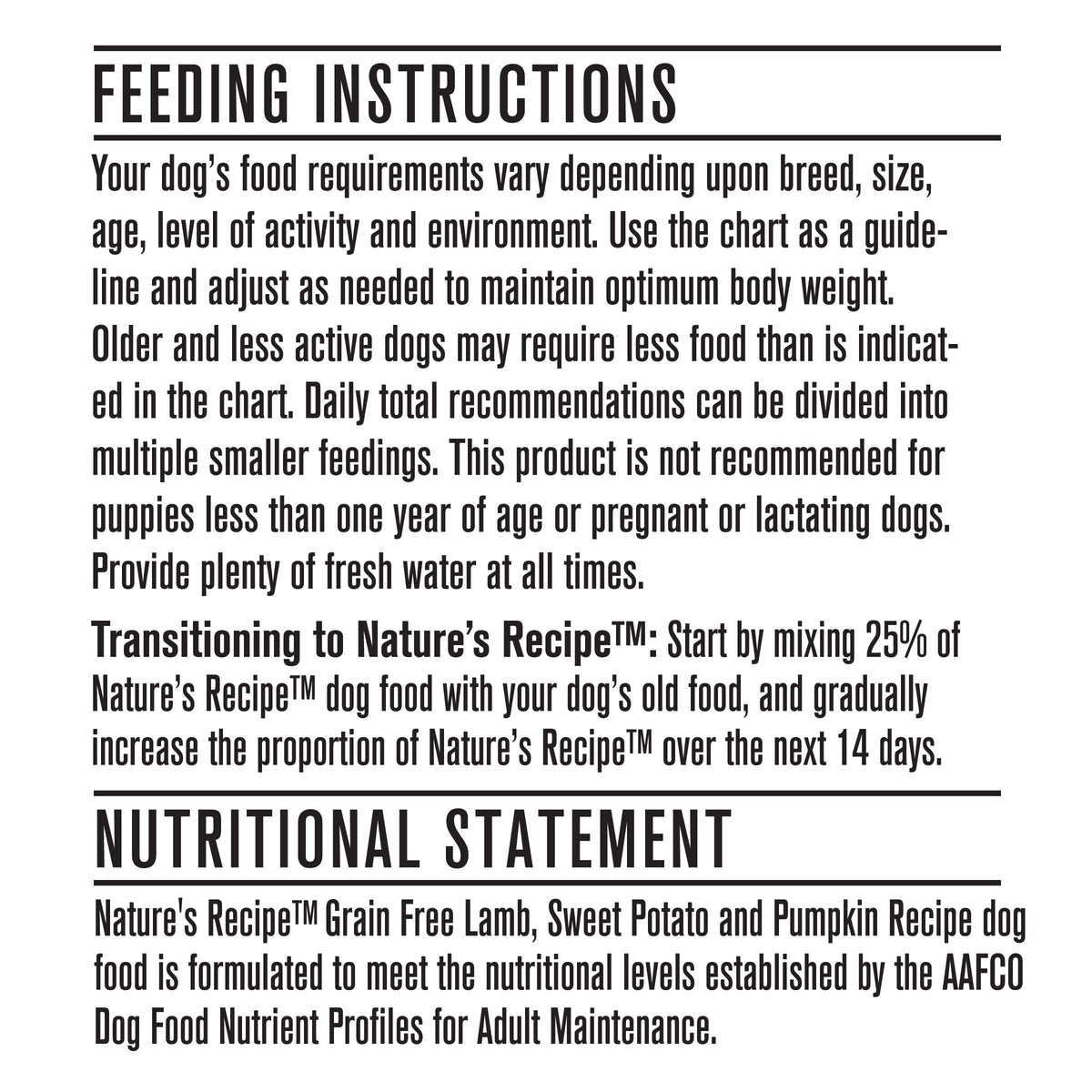 Nature's Recipe Adult Grain-Free Dog Food, Lamb, Sweet Potato, 10.8kg