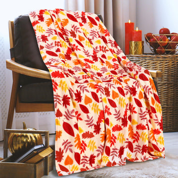 Elegant Comfort Lightweight Throw Blanket, Autumn Leaves, 50x60 Inch