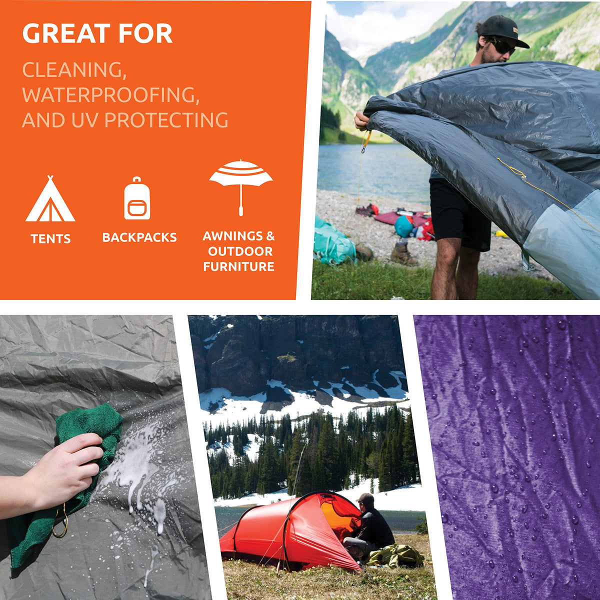 Nikwax Tent & Gear Duo-Pack, SolarWash & SolarProof, 500mL