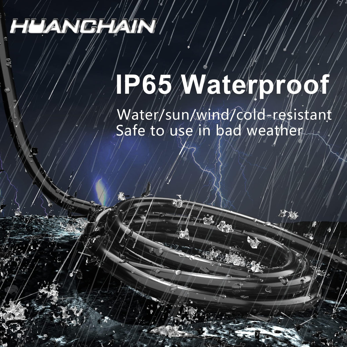 HUANCHAIN Indoor/Outdoor Extension Cord, 10 ft, 16/3, Black