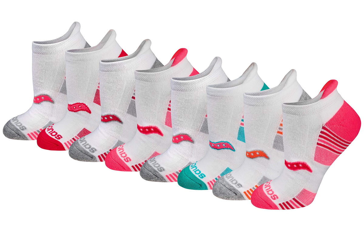 Saucony Women's Performance Heel Tab Athletic Socks, White, 8 Pairs